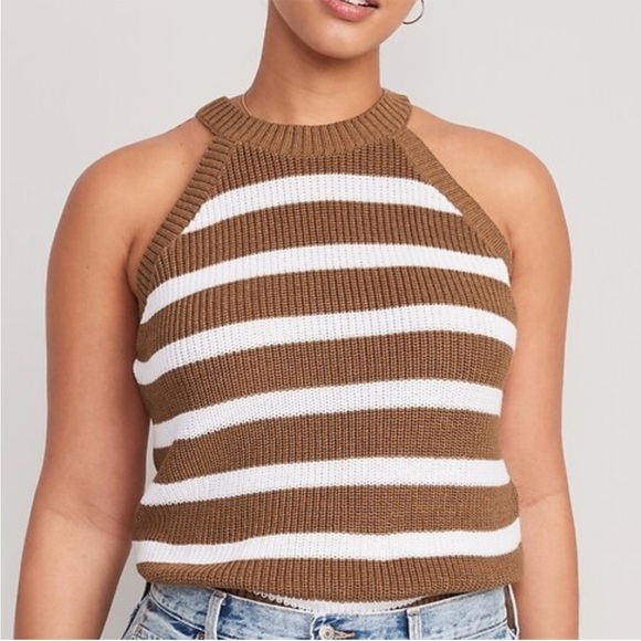 Old Navy Tops - Old Navy Brown and White Striped Sweater Top